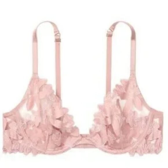 Victoria's Secret Other - NWT Victoria's Secret Unlined Plunge Romantic Lace Floral Bra 36DDD